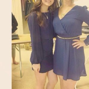 Open back navy dress